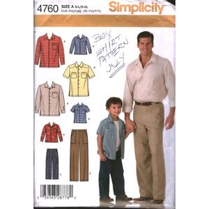 Simplicity 4760 Boys Buttoned Front Shirt‎ Sewing Pattern Size S-L cut